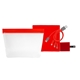 aerial view a red reusable cloth charge set, image 1 of 2