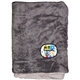 aerial view a gray sherpa fleece embroidered emblem blanket, image 1 of 4