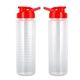 aerial view a red 24 oz debossed grip easy pour bottle, image 1 of 2