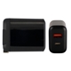 aerial view a black dual - port wall adapter - ul fast charging wall charger, image 1 of 2