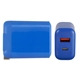 aerial view a blue dual - port wall adapter - ul fast charging wall charger, image 1 of 2
