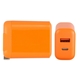 aerial view a orange dual - port wall adapter - ul fast charging wall charger, image 1 of 2