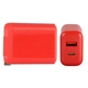 aerial view a red dual - port wall adapter - ul fast charging wall charger, image 1 of 2