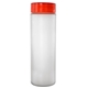 aerial view a red clear view 22 oz full color frosted glass bottle, image 1 of 2