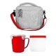 aerial view a red adventure soup sandwich cooler set, image 1 of 2