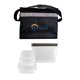a clear black graph portion control reusable lunch set