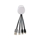aerial view a black full color vivid dual input 3- in -1 charging cable, image 1 of 2