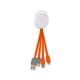 aerial view a orange full color vivid dual input 3- in -1 charging cable, image 1 of 2