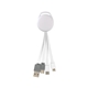 aerial view a white full color vivid dual input 3- in -1 charging cable, image 1 of 2
