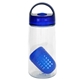 aerial view a blue arch 18 oz recycled bottle with floating infuser, image 1 of 2