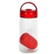 aerial view a red arch 18 oz recycled bottle with floating infuser, image 1 of 2