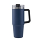 aerial view a matte navy 30 oz vancouver stainless steel mug, image 1 of 6