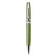 aerial view a green pms7495 lara ballpoint pen with twist lock mechanism, image 1 of 3