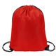 aerial view a red 210d drawstring backpack, image 1 of 2
