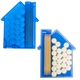 aerial view a translucent blue house shaped candy pick n mints, image 1 of 2