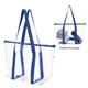 aerial view a clear with royal blue laguna beach clear tote bag, image 1 of 3