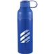 aerial view a blue duo 26 oz recycled aluminum sports bottle, image 1 of 4
