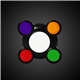 aerial view a black with red/orange/green/purple buttons mini memory game, image 1 of 3
