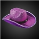 a purple hat & black band purple light up sequin cowboy hat