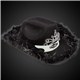 aerial view a black hat & white band black led cowboy hat w / tiara, image 1 of 2