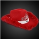 a red hat & white band red light up cowboy hat w / tiara and feather