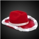 a red hat & white band red santa light up cowboy hat with white marabou trim