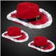 a group of red santa light up cowboy hat with white marabou trim