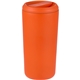 aerial view a orange drake eco - friendly vacuum insulated tumbler 16 oz, image 1 of 3