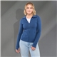 aerial view a river blue (549) womens lyon eco stretch knit full zip jacket with thumb holes, image 1 of 15