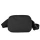 aerial view a black soft pu fanny pack with hidden zipper pocket, image 1 of 6