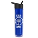 a transparent blue bottle & black lid the chiller - 16 oz double wall insulated bottle with flip straw lid