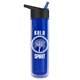a transparent blue bottle & black/blue spout lid the chiller - 16 oz double wall insulated bottle with flip straw lid
