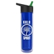 a transparent blue bottle & black/green spout lid the chiller - 16 oz double wall insulated bottle with flip straw lid
