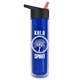 a transparent blue bottle & black/red spout lid the chiller - 16 oz double wall insulated bottle with flip straw lid