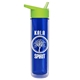 a transparent blue bottle & lime green lid the chiller - 16 oz double wall insulated bottle with flip straw lid