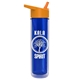 a transparent blue bottle & orange lid the chiller - 16 oz double wall insulated bottle with flip straw lid