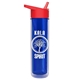 a transparent blue bottle & red lid the chiller - 16 oz double wall insulated bottle with flip straw lid