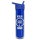 a transparent blue bottle & royal blue lid the chiller - 16 oz double wall insulated bottle with flip straw lid