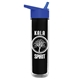 a clear with black liner bottle & royal blue lid the chiller - 16 oz double wall insulated bottle with flip straw lid