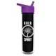 a clear with black liner bottle & violet lid the chiller - 16 oz double wall insulated bottle with flip straw lid