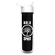 a clear with black liner bottle & white lid the chiller - 16 oz double wall insulated bottle with flip straw lid
