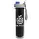 a transparent smoke bottle & gray with blue cap lid the chiller - 16 oz double wall insulated bottle with quick snap lid
