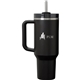aerial view a black 2.0 stanley 40oz the quencher h2.0 flowstate(tm) tumbler, image 1 of 4
