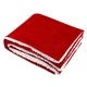 aerial view a red polyester fleece sherpa blanket, image 1 of 2