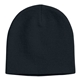 aerial view a black 100 acrylic knit beanie cap, image 1 of 2