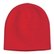 aerial view a red 100 acrylic knit beanie cap, image 1 of 2
