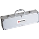 aerial view a silver deluxe 3 pc bbq tool set, image 1 of 2