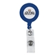 a blue economy round retractable badge reel