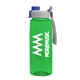 a transparent-green bottle & gray with blue cap lid the flair - 26 oz transparent tritan(tm) bottle with quick snap lid