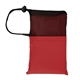aerial view a red with black peva poncho with drawstring pouch, image 1 of 2